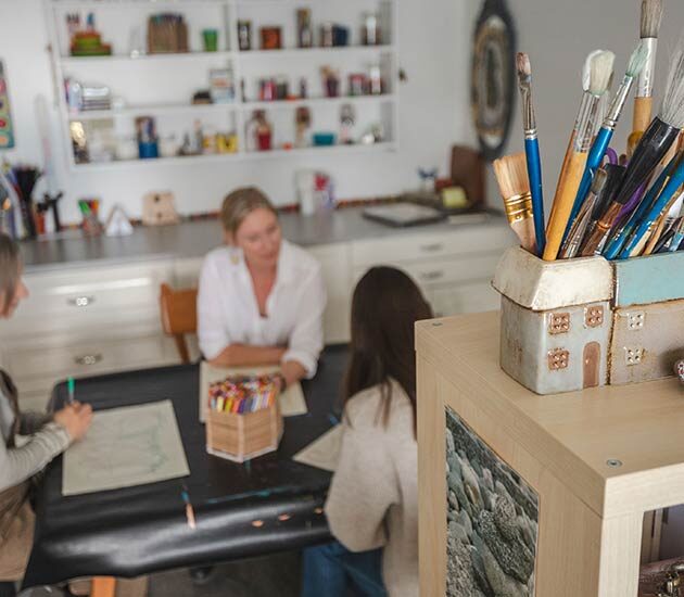Art therapy session in Sechelt, BC, or via Zoom, supporting families and individuals through creative healing and emotional expression.